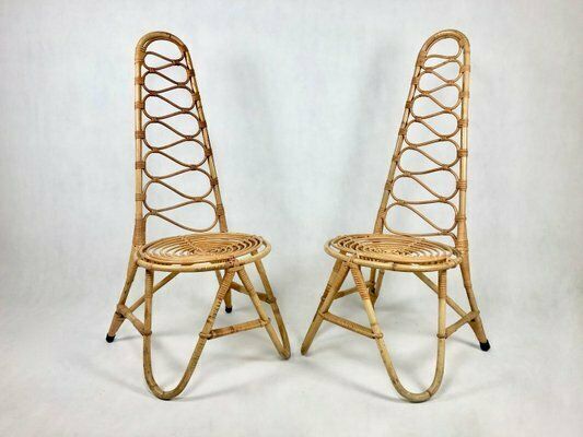 Bamboo Chairs Attributed To D. Van Sliedregt For Rohé Noordwolde, The Netherlands, 1950s, Set Of 2 photo vinterior