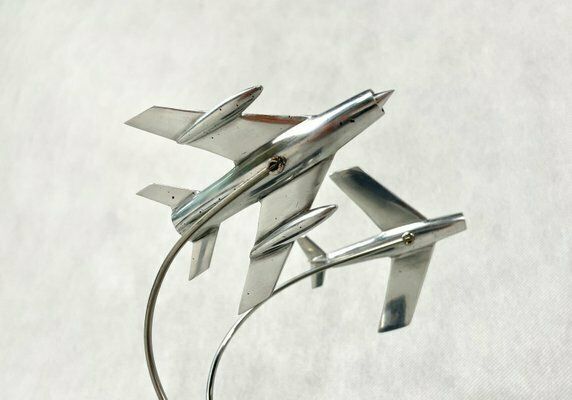 photo furniture Cabinet Miniature With Mig 15 And Mig 19 Planes, Poland, 1950s
