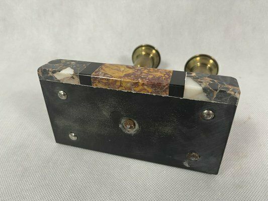 photo for sale French Art Deco Brass And Marble Candleholder, 1920s