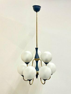 Mid Century German Brass 8 Arm Chandelier, 1970s photo furniture