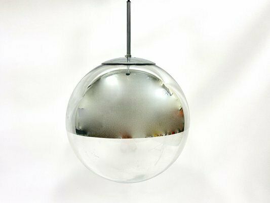 Large Mirror Glass Globe Pendant Lamp From Glashütte Limburg, 1970s photo furniture