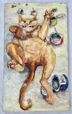Andrzej Wróblewski, Pop Art Cat, 1960s, Oil On Canvas