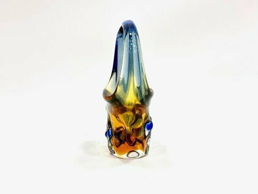 Art Glass Basket By Frantisek Zemek For Sklarna Mstisov, 1960s photo vintage