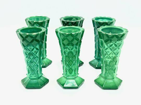 Bohemian Glass & Malachite Vases Or Liquer Glasses, 1980s, Set Of 6 photo for sale