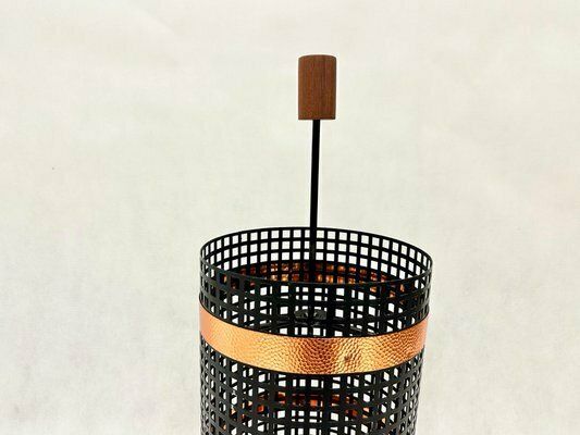 Mid Century Steel & Copper Umbrella Stand, 1960s photo vintage