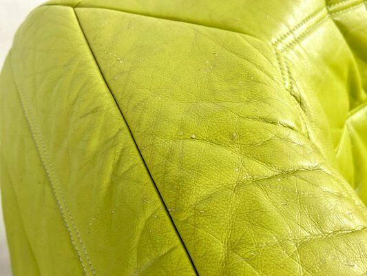 photo for sale Vintage 3 Seat Togo Sofa With Arms In Green Leather By Michel Ducaroy For Ligne Roset, 2012
