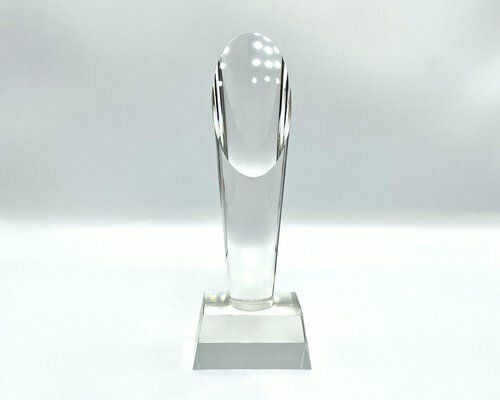 Lead Crystal Glass Obelisk From Desna, Czech Republic, 1980s photo vintage