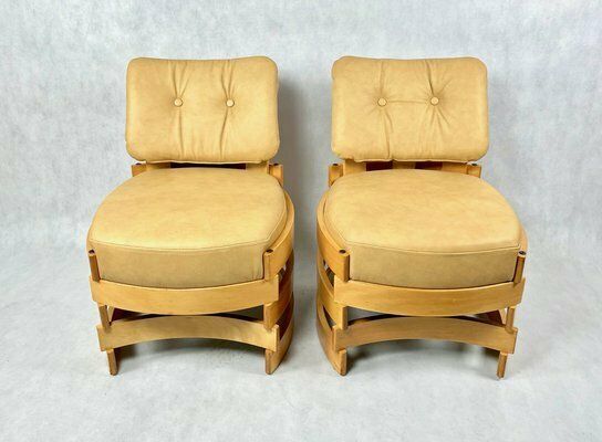 Furniture Polish Club Chairs Rondo Attributed To Romuald Ferens, 1970s, Set Of 2 photo