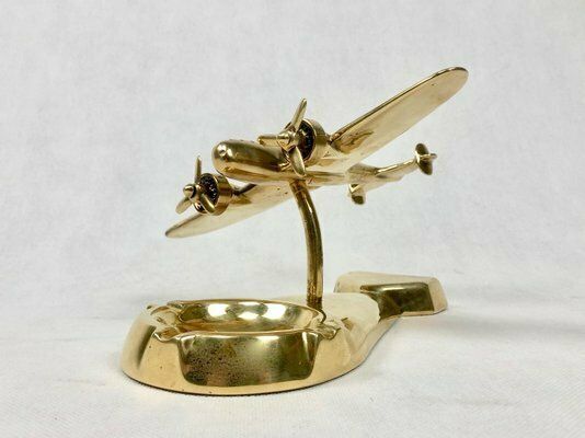Polish Model Pzl37 łoś Desk Plane With Ashtray In Brass, 1930s photo Home Decor