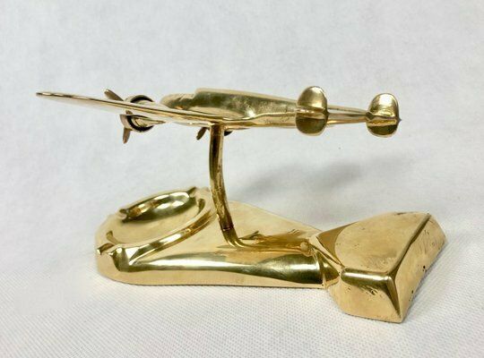 Polish Model Pzl37 łoś Desk Plane With Ashtray In Brass, 1930s photo buy