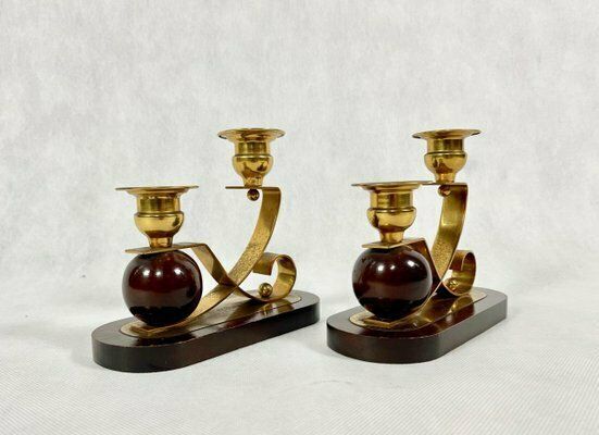 German Art Deco Candleholders, 1930s, Set Of 2 photo Home Decor