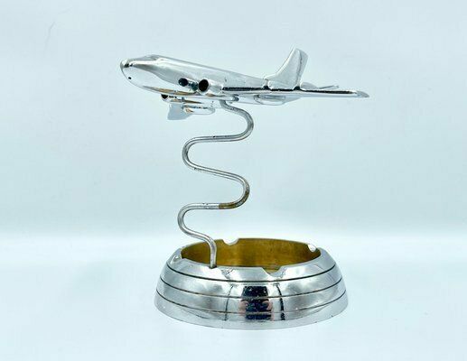 Polish Model Tu124 Desk Plane With Ashtray In Chromed Brass, 1950s photo buy