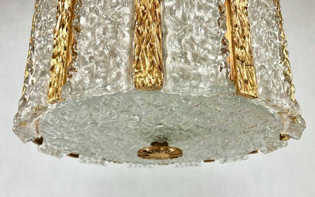 Austrian Pendant Lamp In Bronze Gold Plated Murano Glass From Kalmar, 1960s photo buy