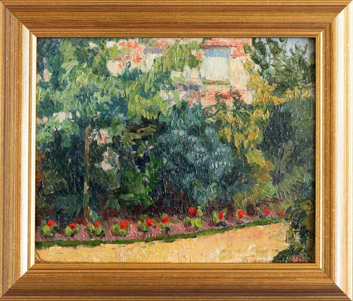 Maurice Georges Poncelet, The Garden In Chelles, Oil Painting On Board, 1914 photo vinterior