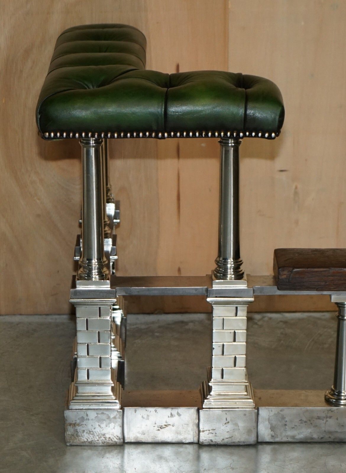 Museum Quality Victorian Chrome Castle Green Leather Chesterfield Club Fender photo for sale