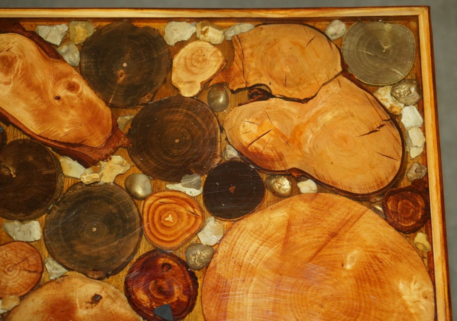 photo for sale Vintage Fossil Petrified Wood Sample Coffee Table Super Decorative & Primitive
