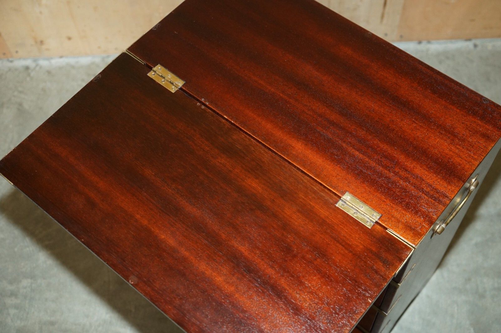 photo buy Stunning Vintage Military Campaign Butlers Table Chest Of Drawers Extending Top