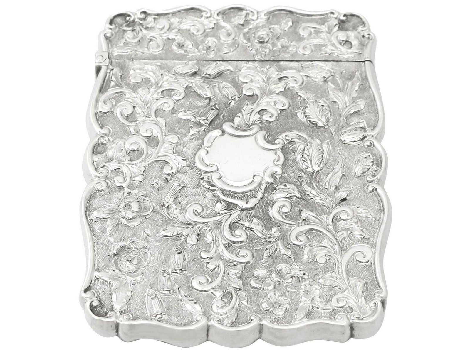 George Unite Antique Victorian Sterling Silver Card Case photo for sale