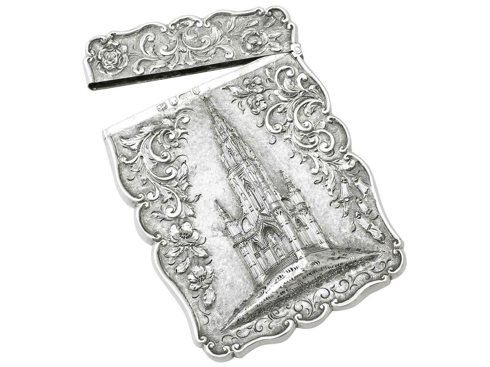 George Unite Antique Victorian Sterling Silver Card Case photo vinterior