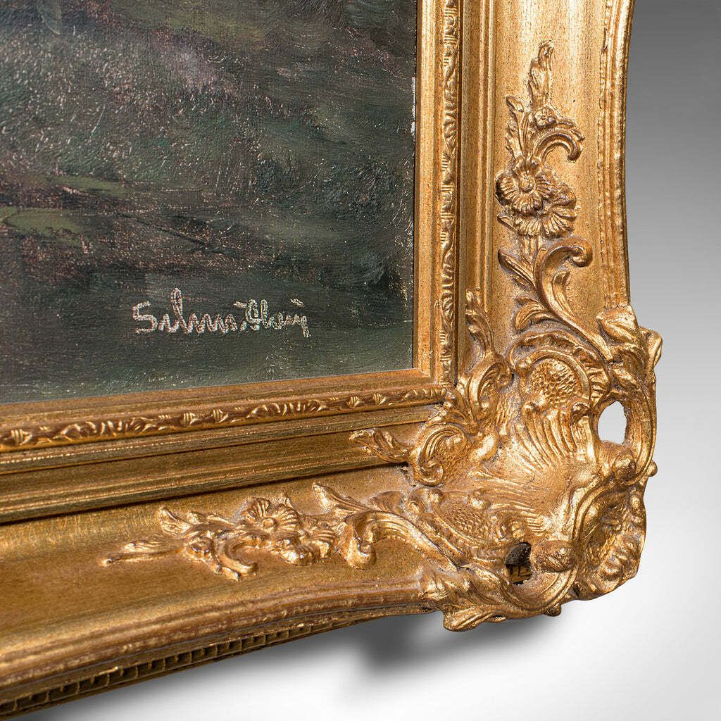 photo furniture Vintage Landscape Painting, Austrian, Framed Oil On Canvas, Art, Alpine Scene