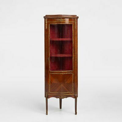 French Louis XV Style Corner Display Cabinet With Arched Glass, 1950
