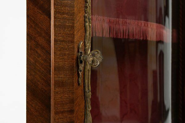 photo furniture French Louis XV Style Corner Display Cabinet With Arched Glass, 1950
