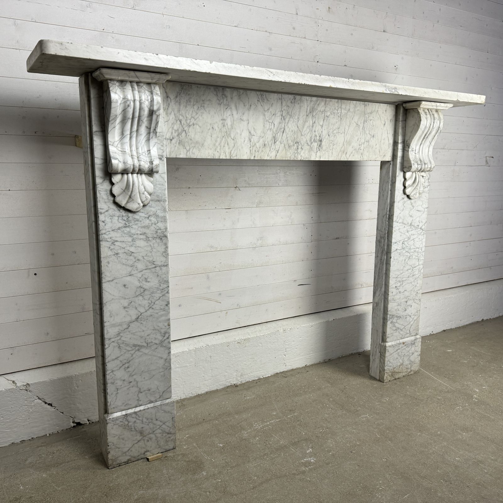 Original Victorian White Carrara Marble Fire Surround With Corbels photo furniture