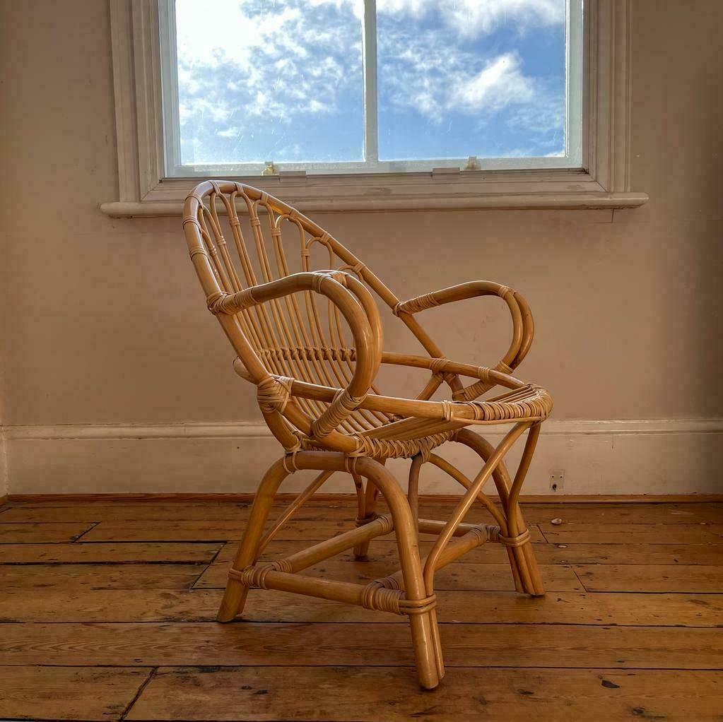 Furniture Mid Century French Bamboo Chair photo