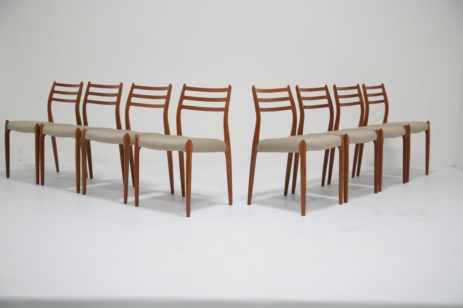 Vintage Set Of 8 Danish Teak Dining Chairs Model 78 By Niels Otto Moller, 1960s photo furniture