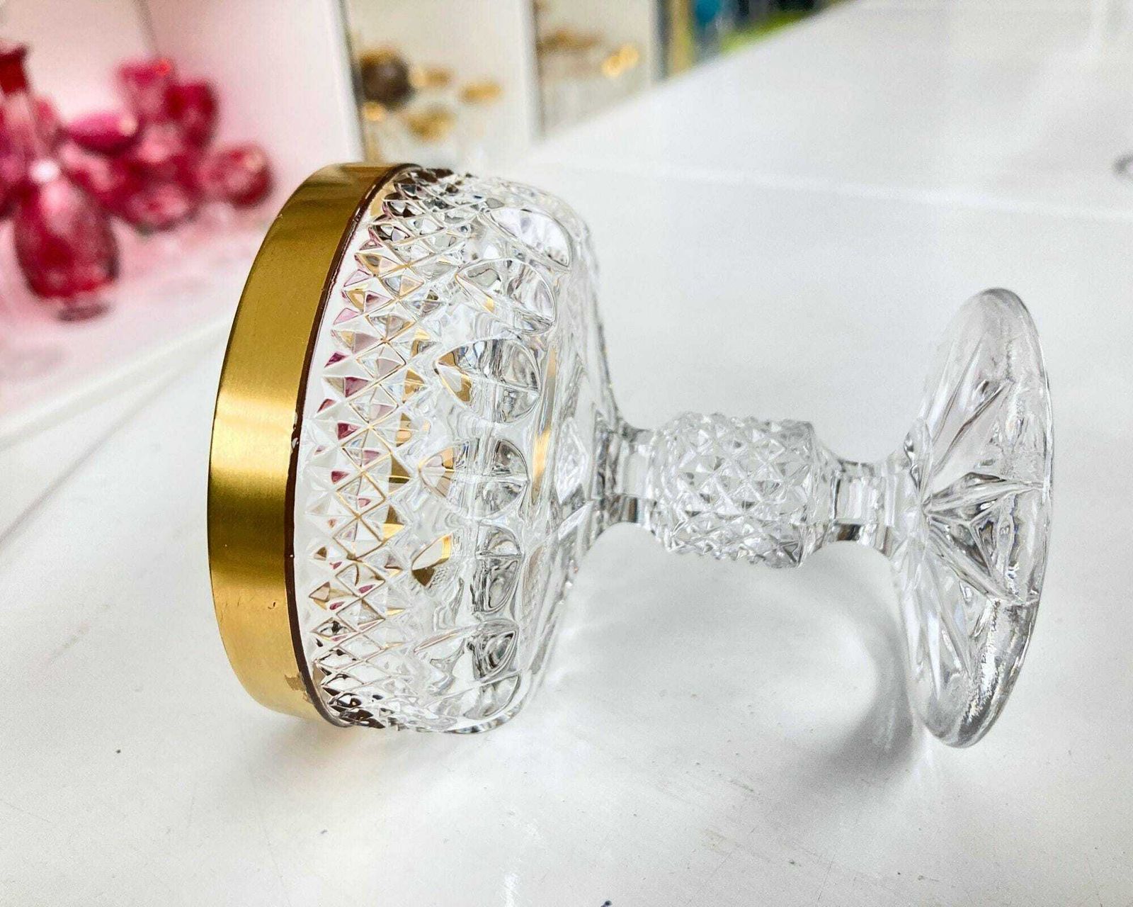 Crystal Cordial Glasses | 6pcs | 24k Gold Trim | Design Hysterical! photo for sale