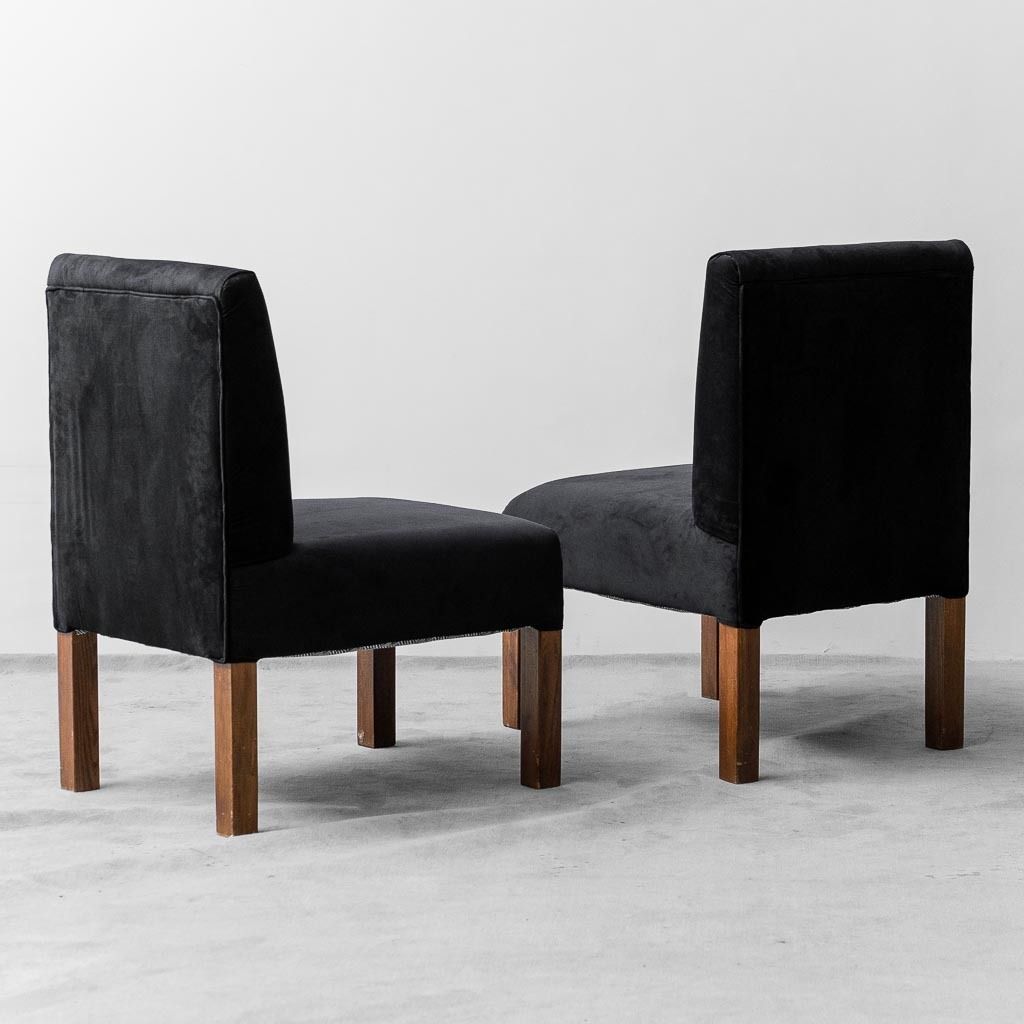 Set Of Four 70s Vintage Modern Velvet Wooden Chairs photo buy