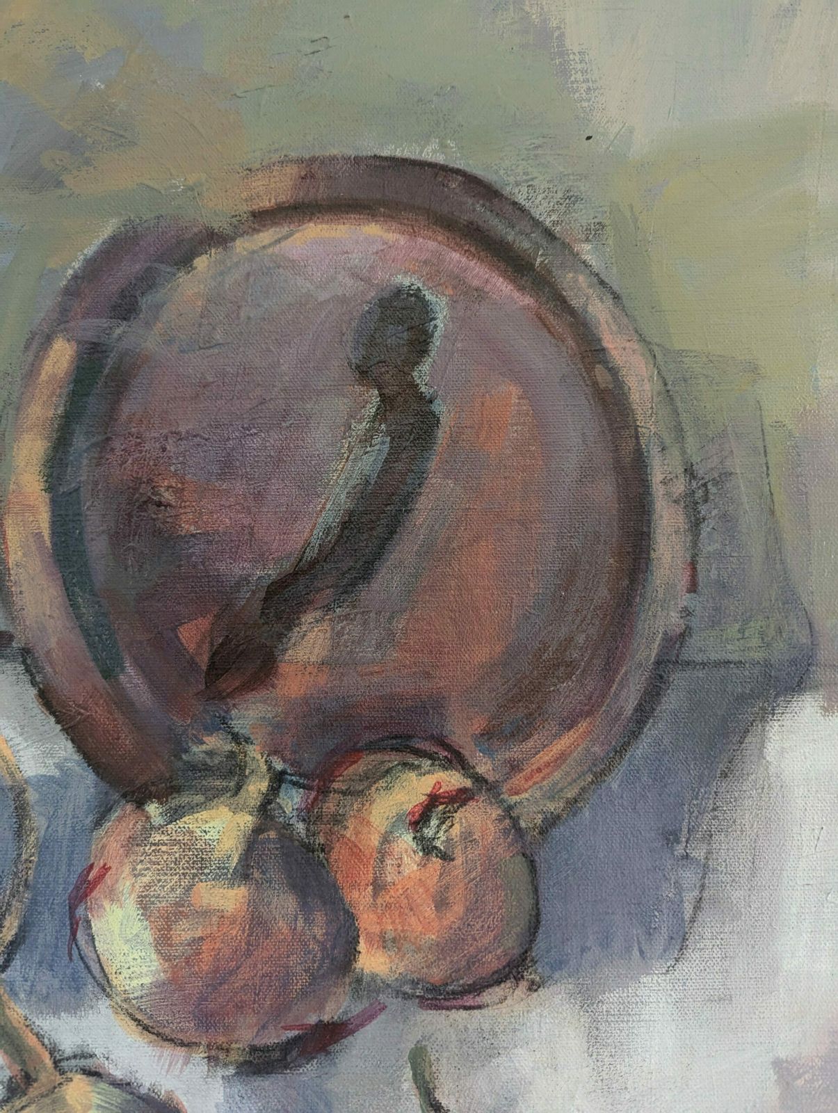 photo for sale Pot & Onions Oil Painting, Modernist