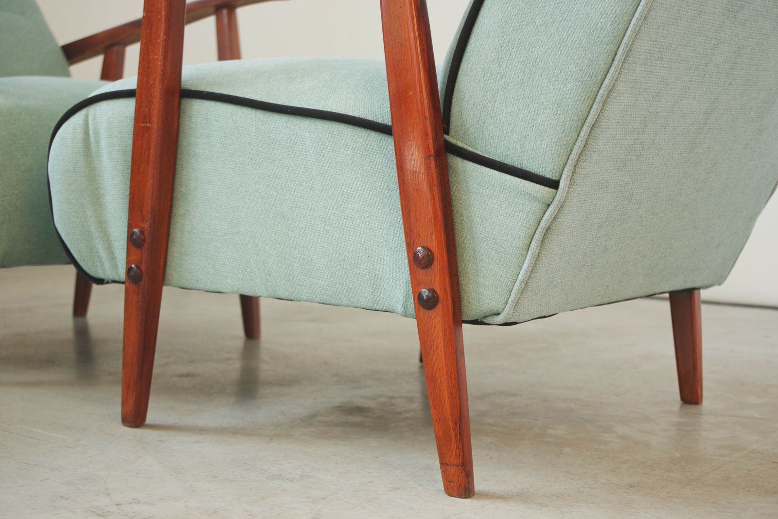 Pair Of Restored 1940s Ash Wood Armchairs In Mid Century Modern Style photo 2500.0