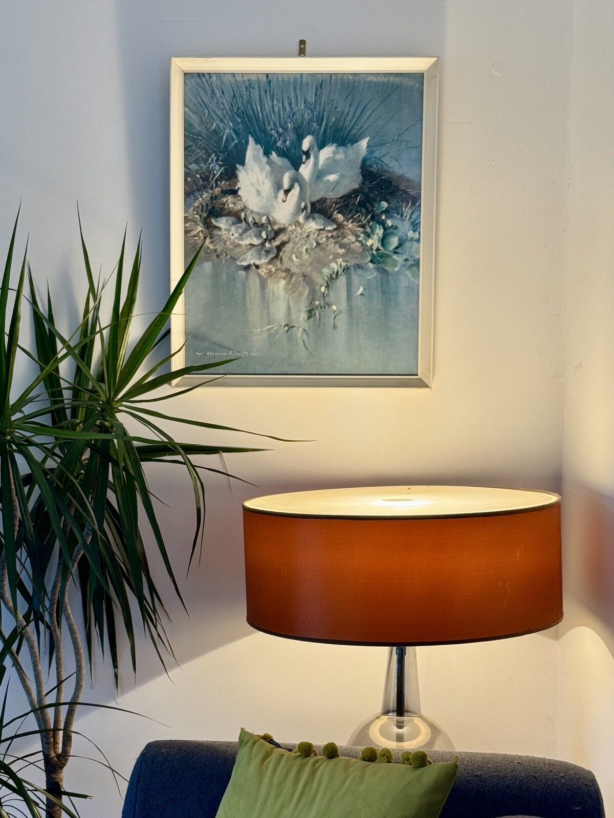 Mid Century Vernon Ward Framed & Glazed Print Swans & Cygnets “Early Days” photo for sale