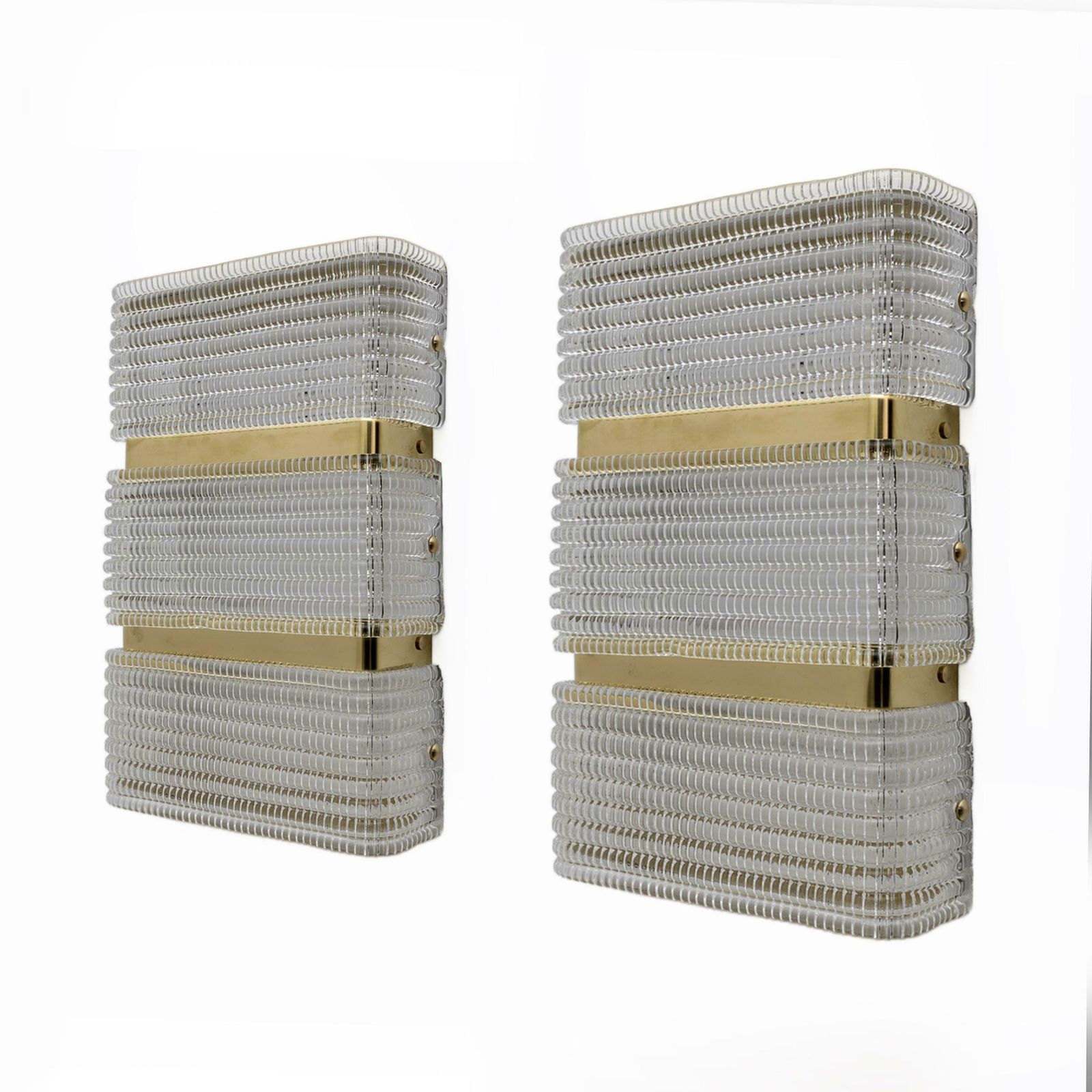 Pair Of Modern Italian Murano Glass And Brass Sconces photo furniture