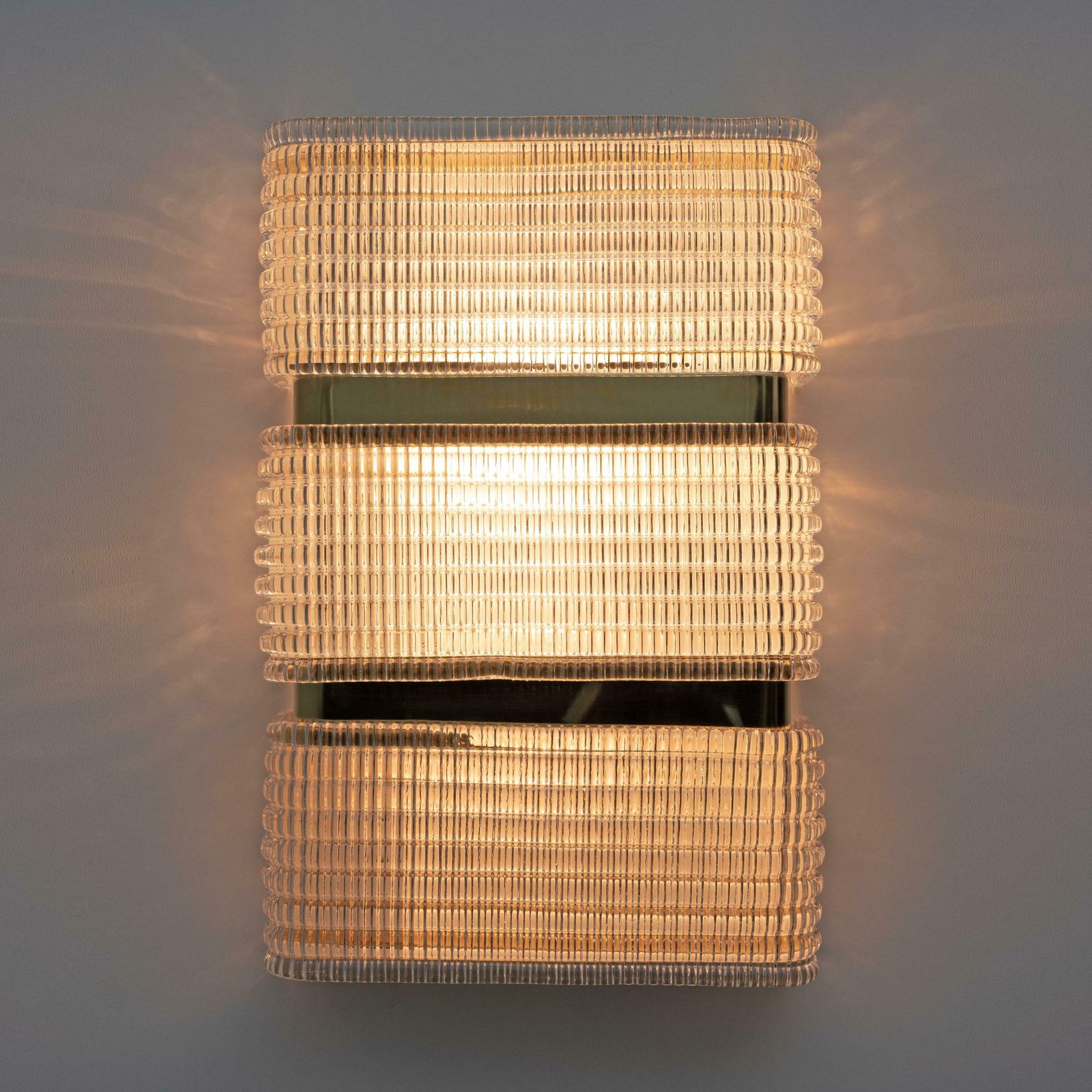 Pair Of Modern Italian Murano Glass And Brass Sconces photo buy