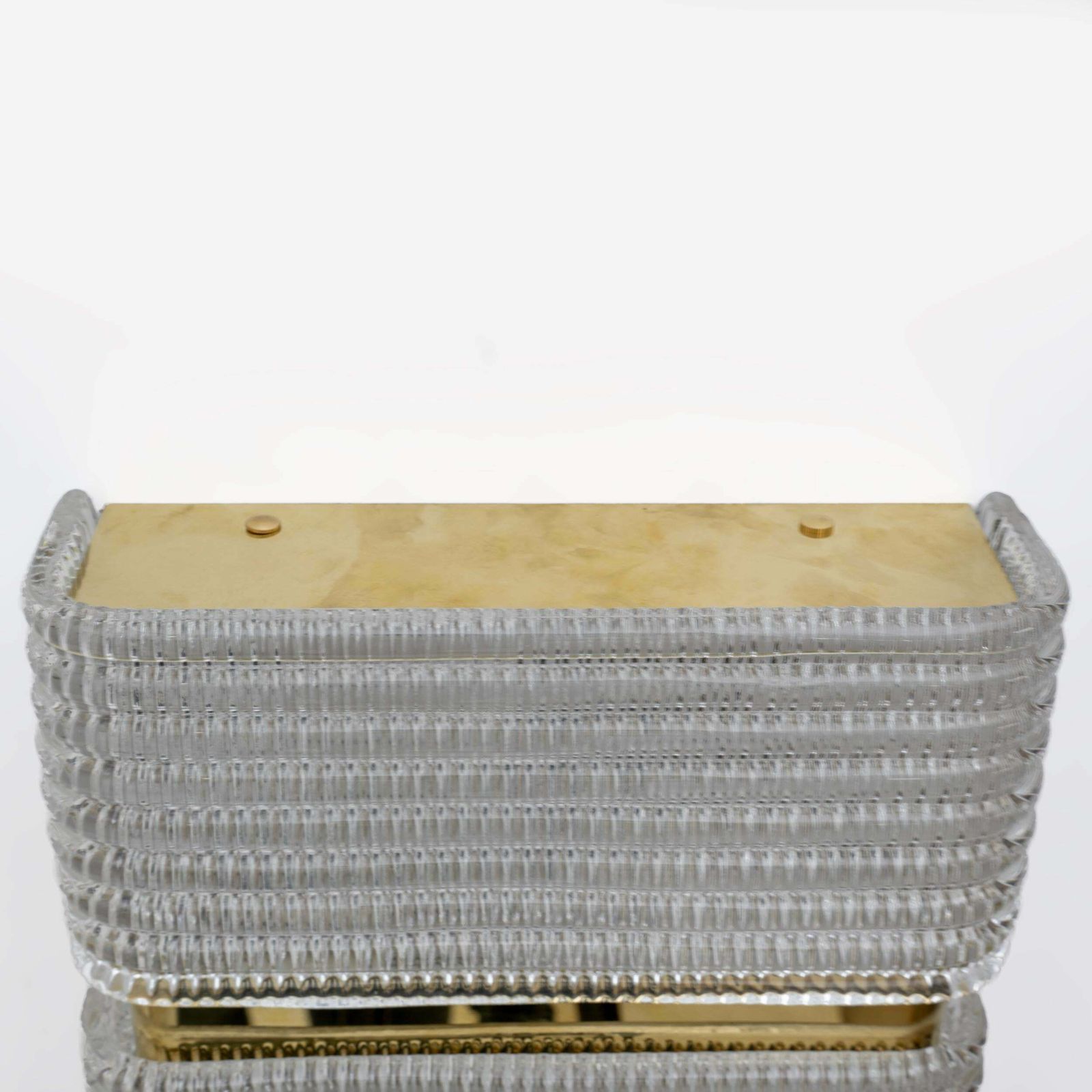 photo for sale Pair Of Modern Italian Murano Glass And Brass Sconces