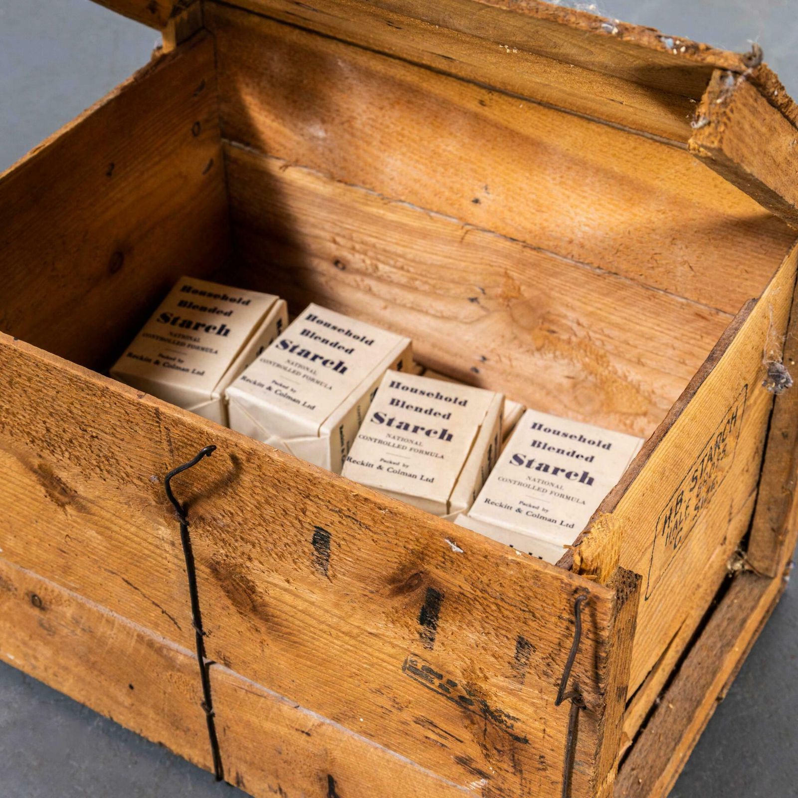 1920’s Household Blended Starch Crate And Contents – New Old Stock photo for sale