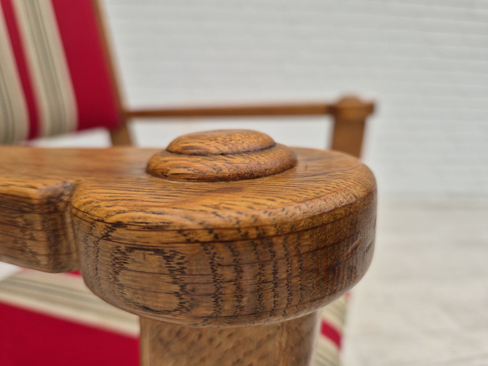Meubels Ca. Jaren 1960, Deense Fauteuil, Goede Staat, Meubelwol, Eikenhout. photo