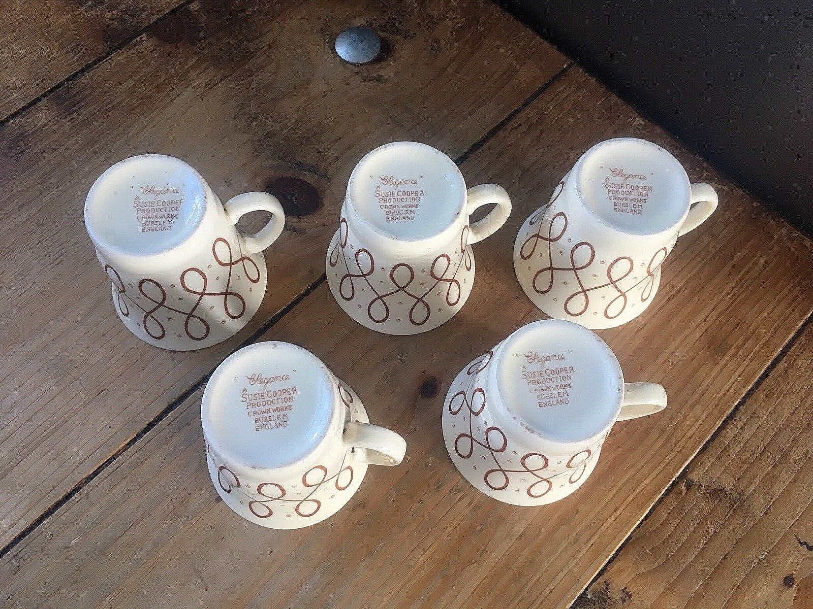 1 Rare Art Deco Susie Cooper 1702 Elegance Pattern Demitasse Coffee Can Cup Saucer 5 Available photo 50.0