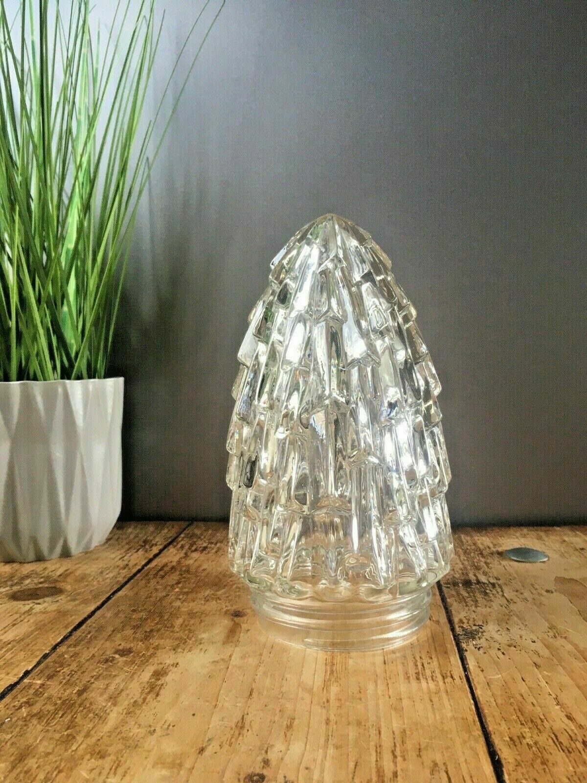 1 Textured Glass Lamp Shade Flame Rocket Beehive Shape Art Deco Mid Century 60's photo vinterior