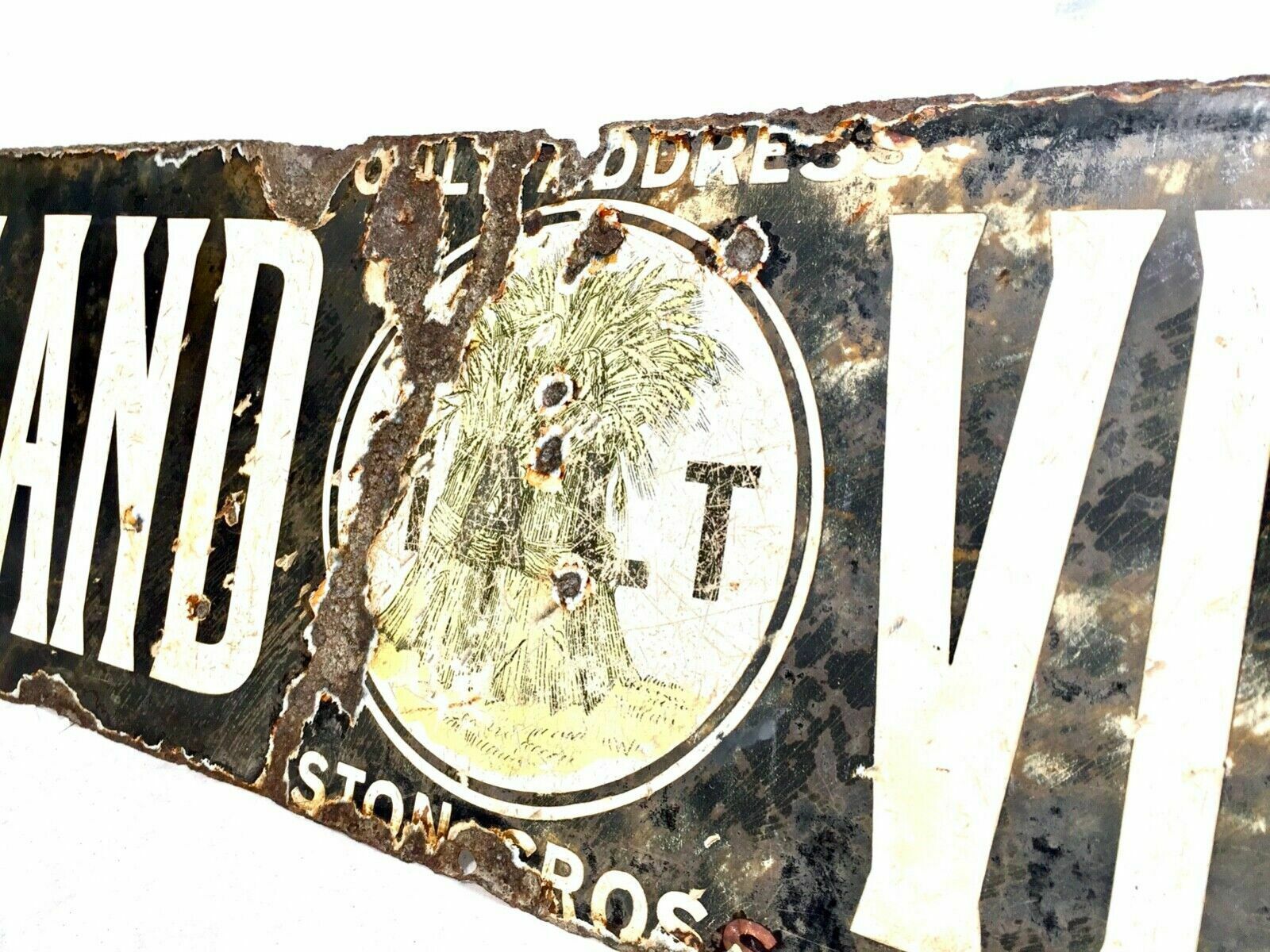 Antique Advertising   Early 20th Century Enamel Sign Midland Vinegar / H.P Sauce photo vinterior
