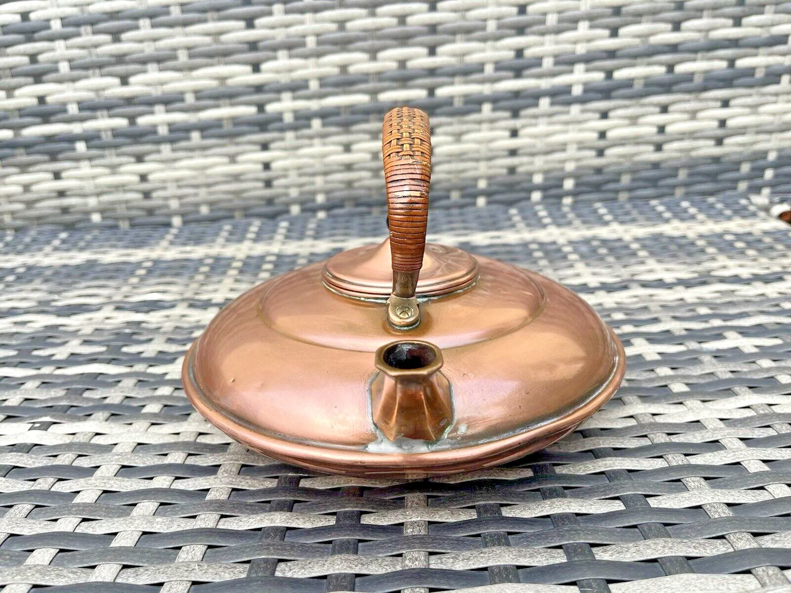 Antique Arts & Crafts C1880 W.A.S Benson Copper & Bronze Kettle Woven Handle photo 85.0