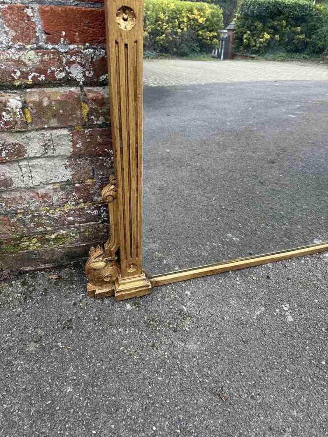 A Fabulous Large Antique English 19thc Ribbed Framed Overmantle Mirror photo Home Decor