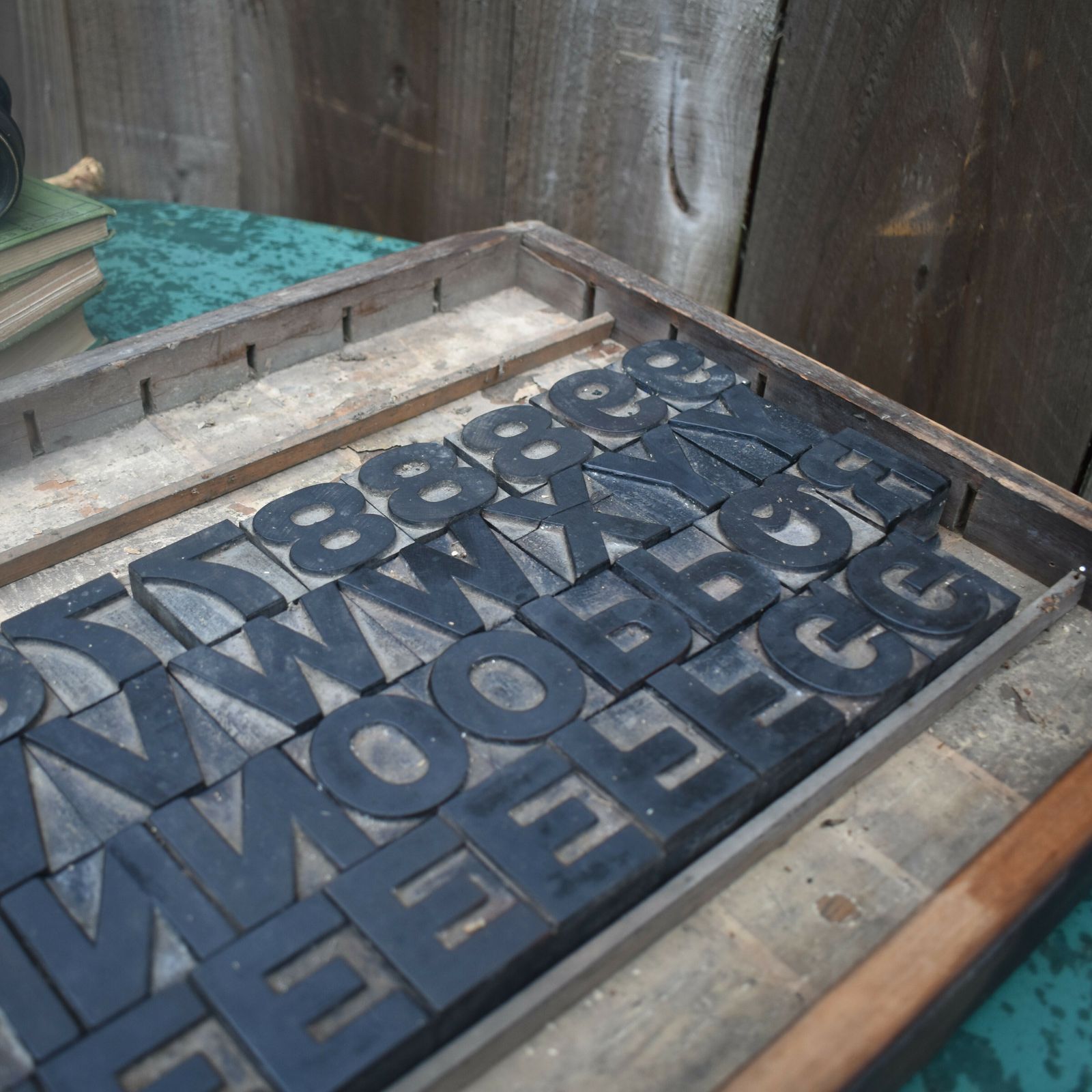 Antique Harrild & Sons Alphabet Uppercase Font Wooden Printer Letterpress Blocks photo vintage