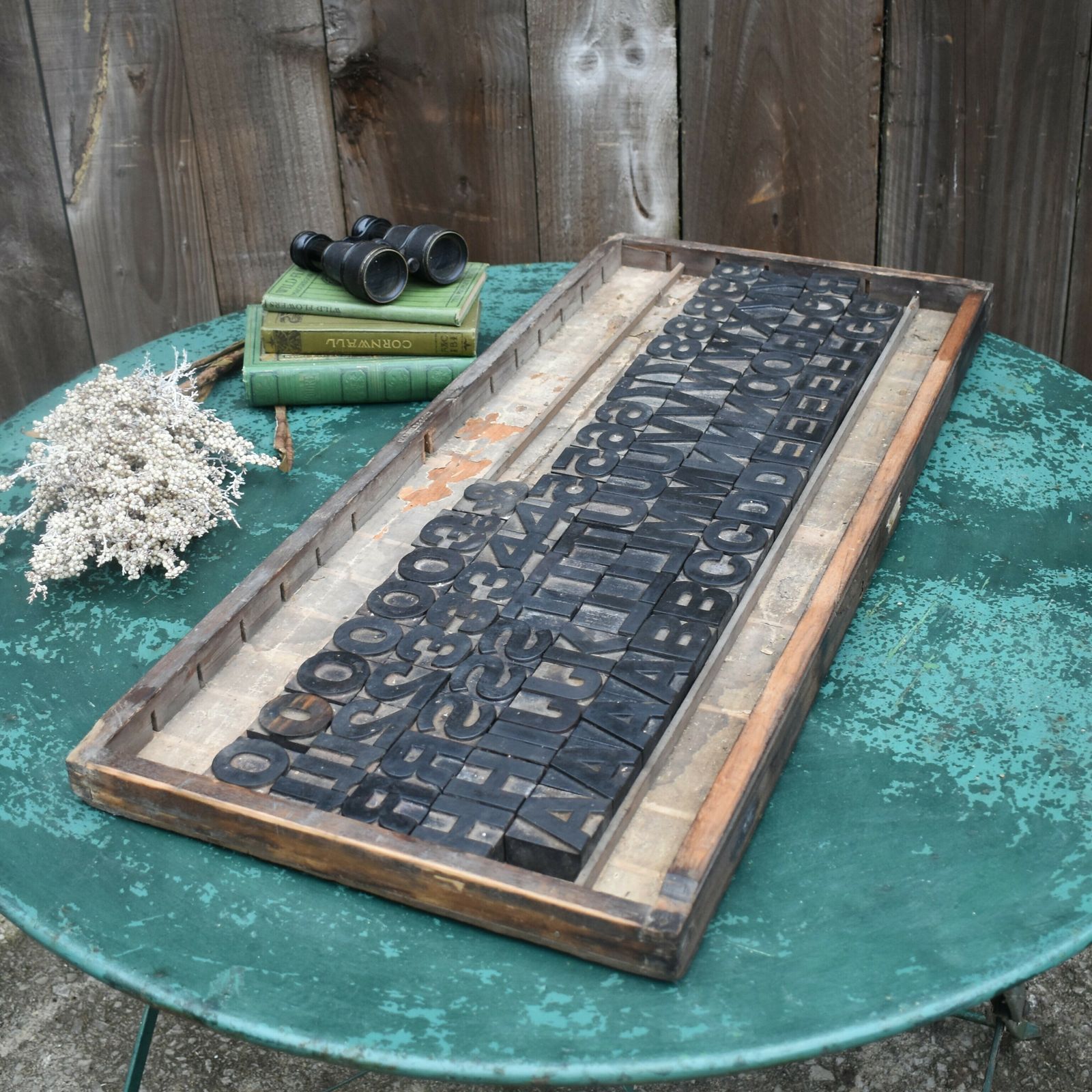 photo vinterior Antique Harrild & Sons Alphabet Uppercase Font Wooden Printer Letterpress Blocks