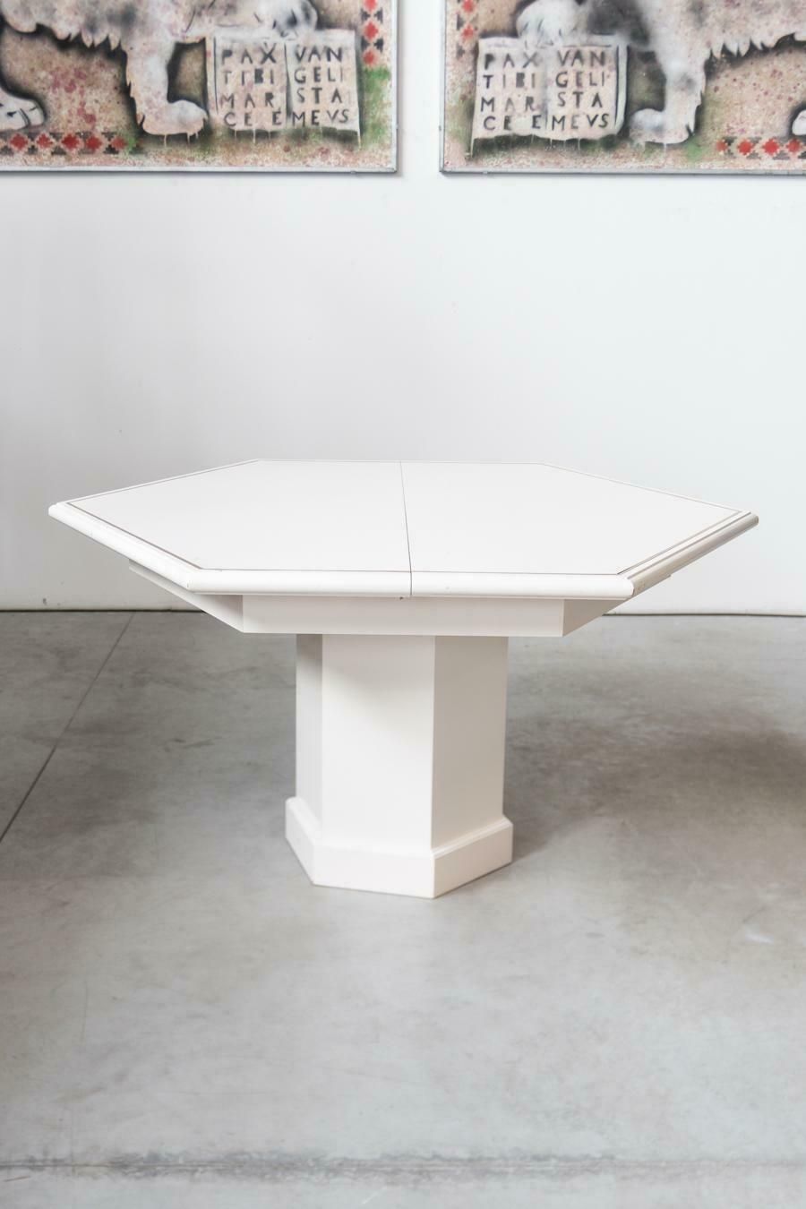 Extendable 1980s Mario Sabot Dining Table With 5 Lacquered White Chairs photo furniture