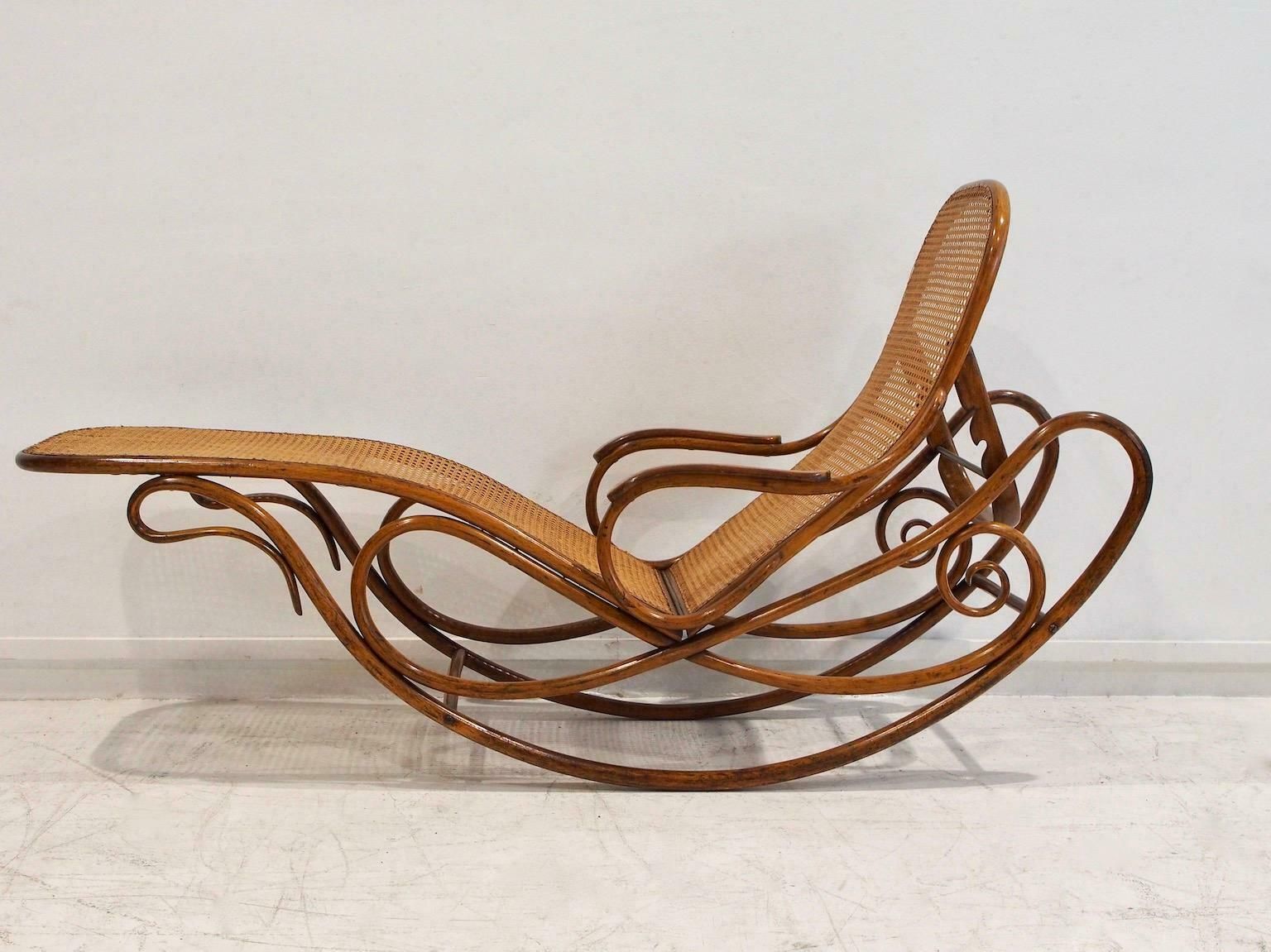 Thonet Bentwood And Rattan Rocking Chaise Model 7500 photo furniture