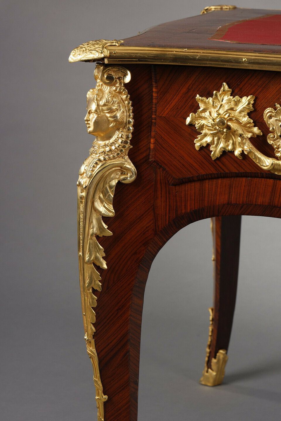 Large Flat Desk In Inlaid Rosewood Veneer In The Louis XV Style photo buy