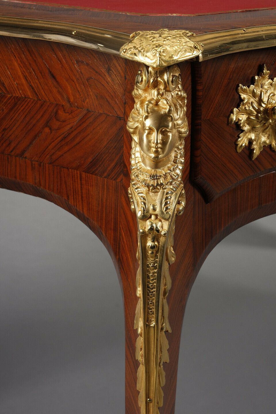 photo buy Large Flat Desk In Inlaid Rosewood Veneer In The Louis XV Style